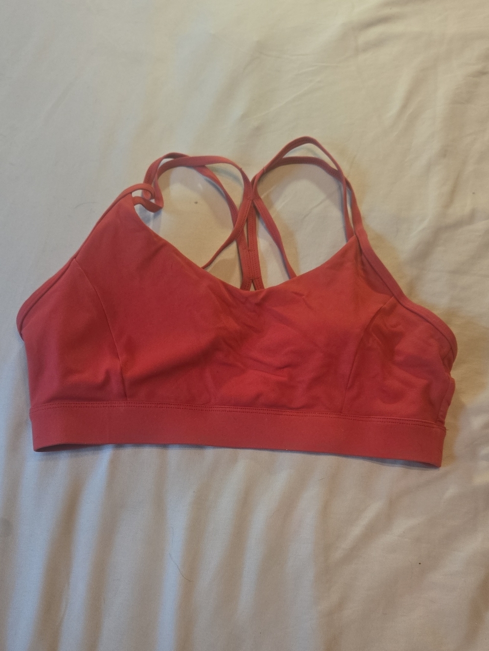 Strappy Coral Sports Bra with Supportive Band